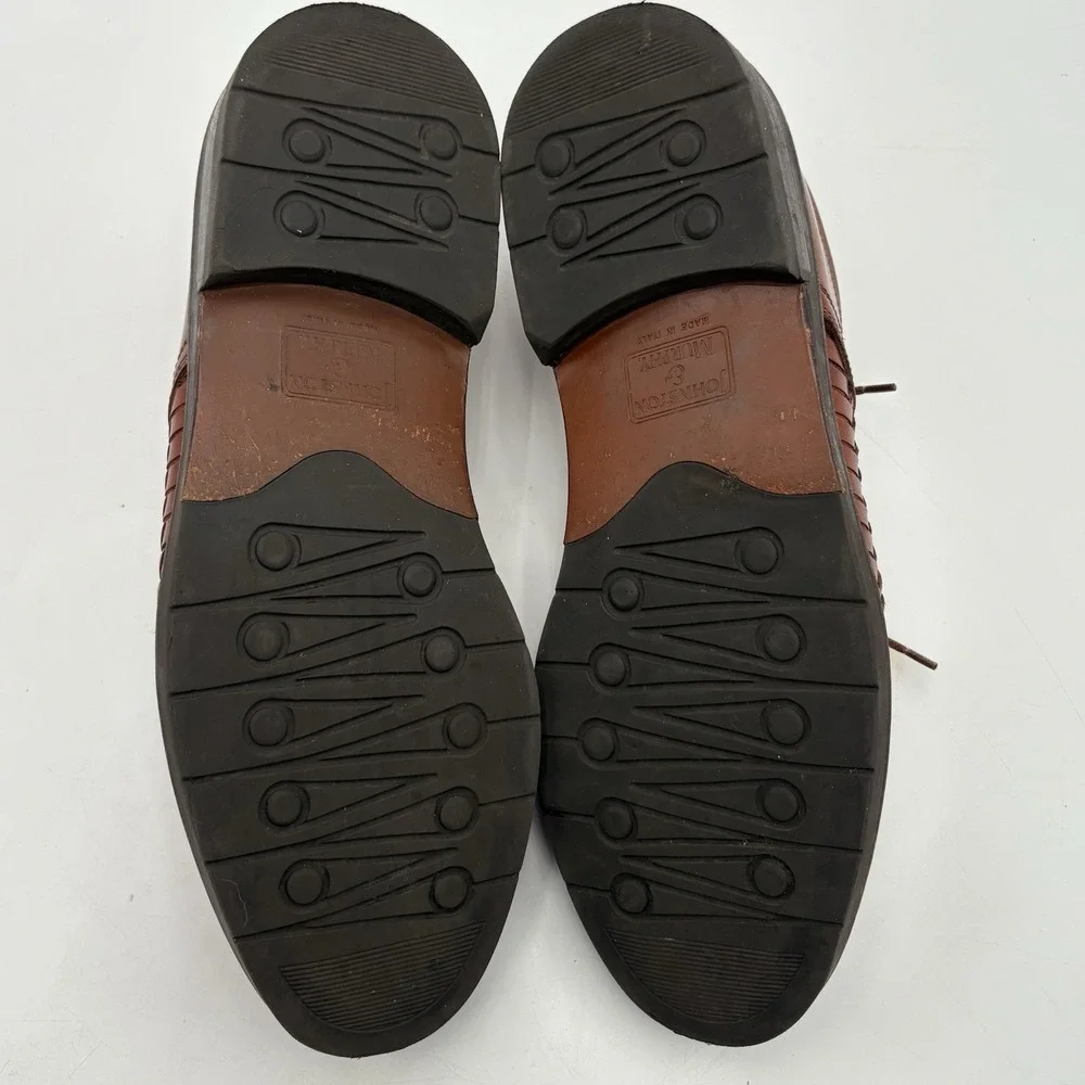 10 M JOHNSTON &‎ MURPHY COGNAC TAN WOVEN LACE-UP OXFORD DRESS SHOES
